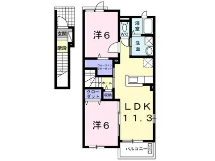 サウス クレストIII(2LDK/2階)の間取り写真