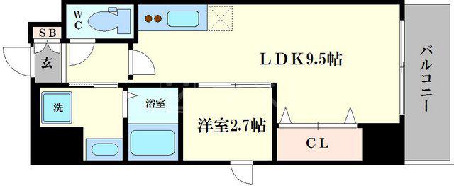 サンフォリア大手前(1LDK/7階)の間取り写真