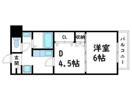 ハートレイクマンション(1DK/2階)の間取り写真