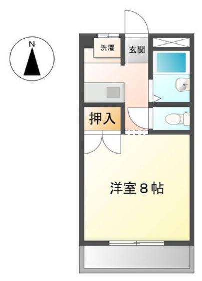 ユースハイム清水(1K/1階)の間取り写真
