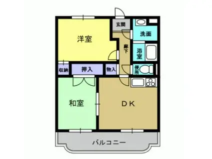 シャンティ(2DK/2階)の間取り写真