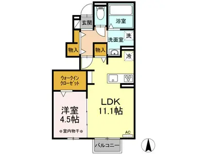 セジュールあいざわ(1LDK/1階)の間取り写真