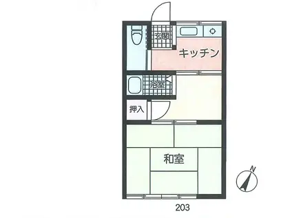 東荘(1K/2階)の間取り写真