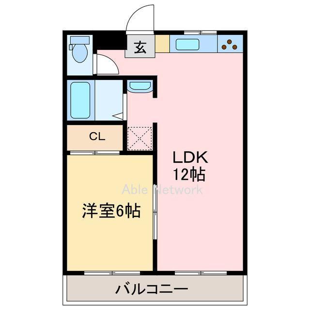 カサーナ新須賀(1LDK/1階)の間取り写真