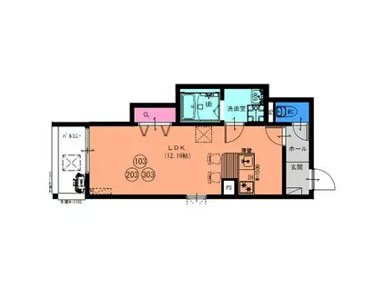 FSTYLE狭山・池尻中2号館(ワンルーム/2階)の間取り写真