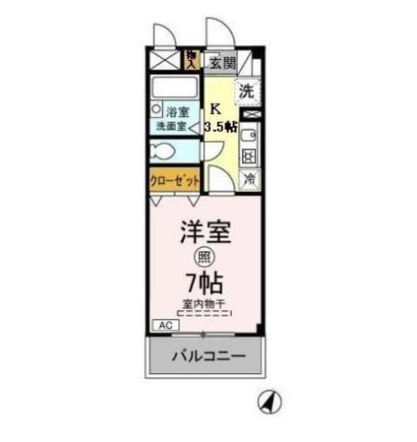 ソレーユ(1K/2階)の間取り写真