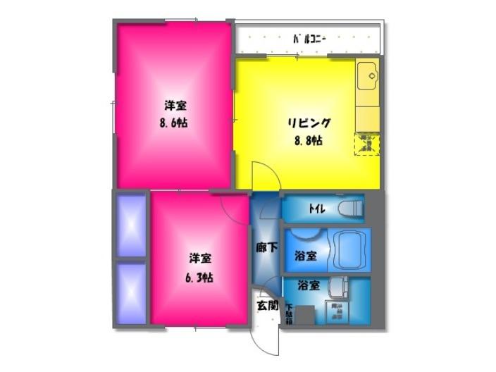 ドミール・アトレ(2DK/2階)の間取り写真