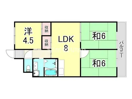 シャン堀之内(3LDK/1階)の間取り写真
