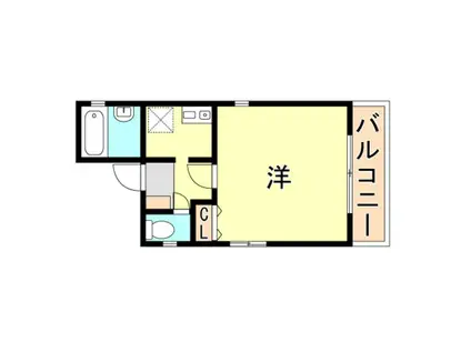 ラムール西上橘通(1K/4階)の間取り写真