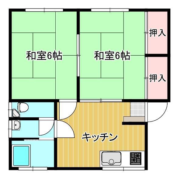 矢野アパート(2DK/1階)の間取り写真