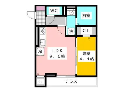 DALLE DE VERRE(1LDK/1階)の間取り写真