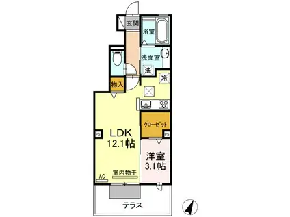 ＪＲ飯田線 牛久保駅 徒歩11分 2階建 築9年(1LDK/1階)の間取り写真