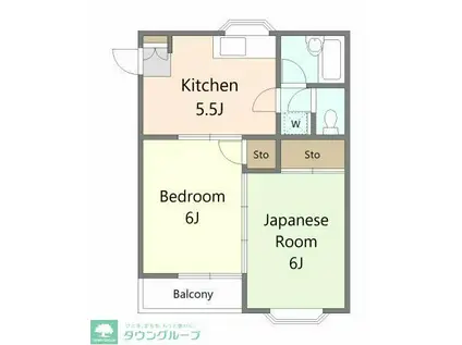 ハイツ佐久間(2K/1階)の間取り写真