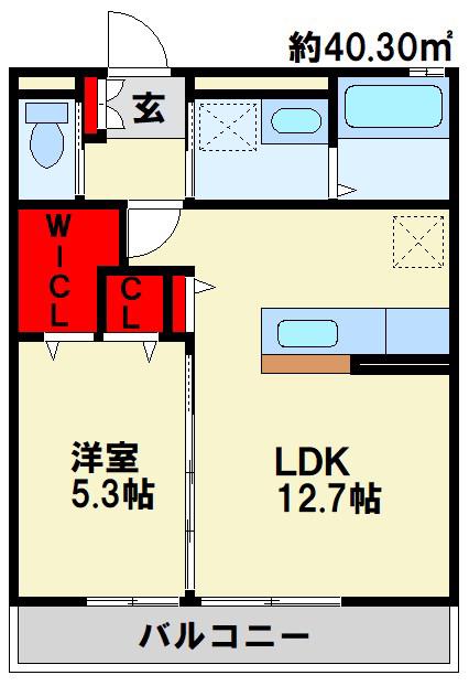 リアンサンク E棟(1LDK/2階)の間取り写真