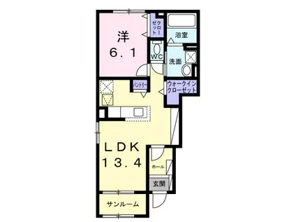 アヴァンス パレイル(1LDK/1階)の間取り写真