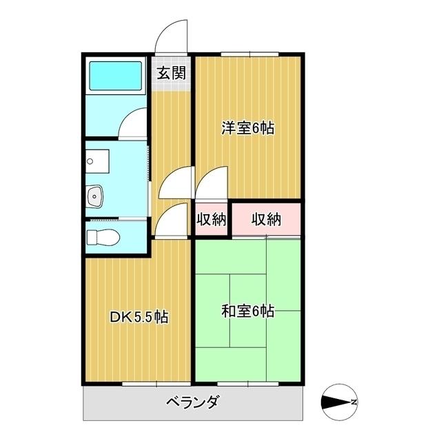 朝日ケ丘コーポ(2DK/1階)の間取り写真