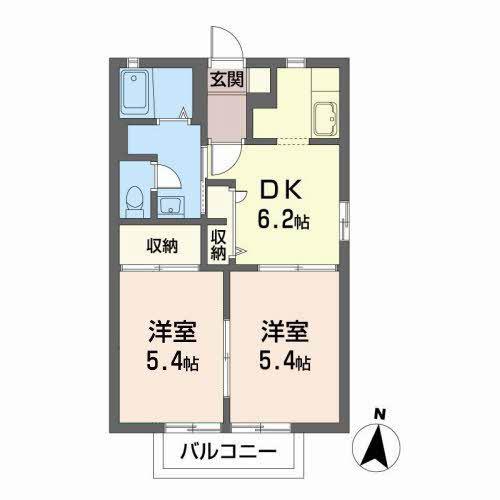 エトワーレ丸子(2DK/2階)の間取り写真