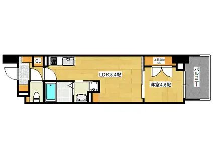 ブランシエスタ広島駅(1LDK/12階)の間取り写真