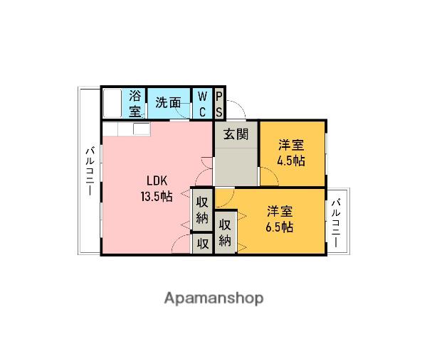 コーポひがしうら(2LDK/2階)の間取り写真