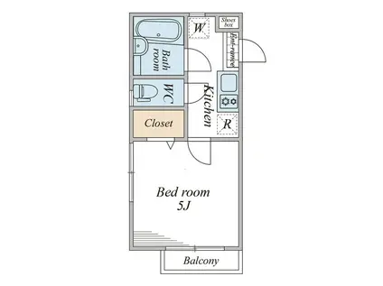 BRILLIANT HILLS 横濱山手(1K/2階)の間取り写真