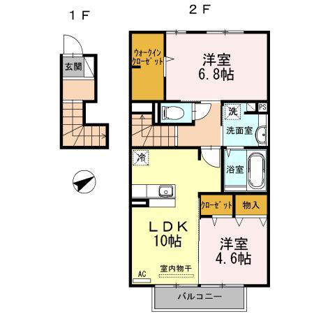 アクシス(2LDK/2階)の間取り写真