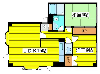グロワール22(2LDK/2階)の間取り写真