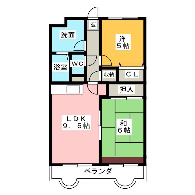 リバーサイド富士 II(2LDK/1階)の間取り写真