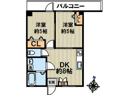 氷室マンション(2DK/2階)の間取り写真