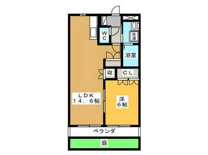 グリーンコート(1LDK/1階)の間取り写真