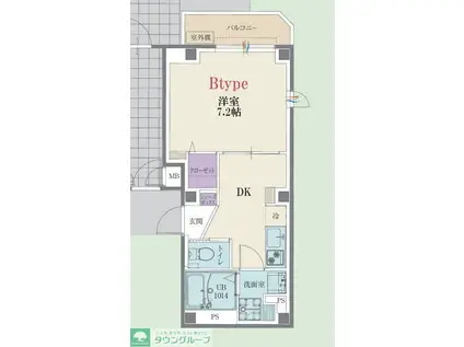 BCASA横浜セントラル(1DK/1階)の間取り写真