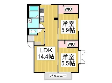 エミネントおぶせ B棟(3K/1階)の間取り写真