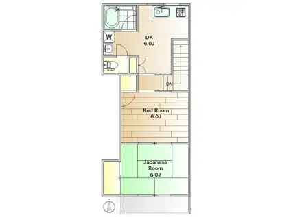 東急東横線 自由が丘駅(東京) 徒歩9分 2階建 築43年(2DK/2階)の間取り写真
