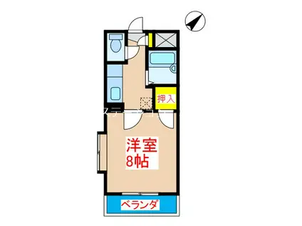 ハイアット21中央(1K/1階)の間取り写真