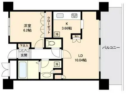 リボンシティコミュニティ(1LDK/10階)の間取り写真