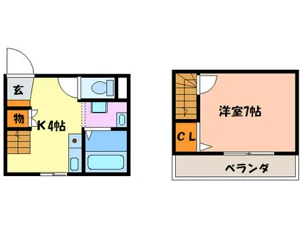 メゾン清杜(1K/2階)の間取り写真