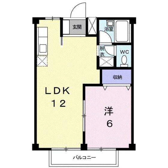シティハイツ片岡(1LDK/2階)の間取り写真