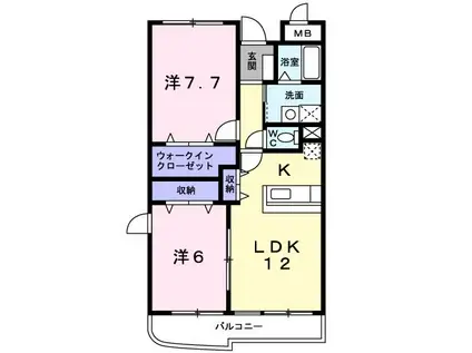 クラージュ アン(2LDK/2階)の間取り写真