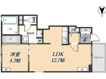 エミュール5(1LDK/1階)の間取り写真