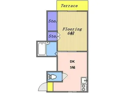 グリーンハイムK(1DK/1階)の間取り写真