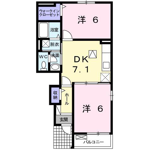 サンフィオーレC(2DK/1階)の間取り写真