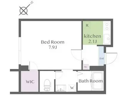 ジュヌパン用賀(1K/1階)の間取り写真