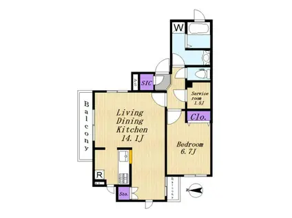 深沢テラス(1SLDK/2階)の間取り写真