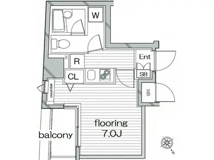 グランヴァンデュヴェール東京(1K/6階)の間取り写真