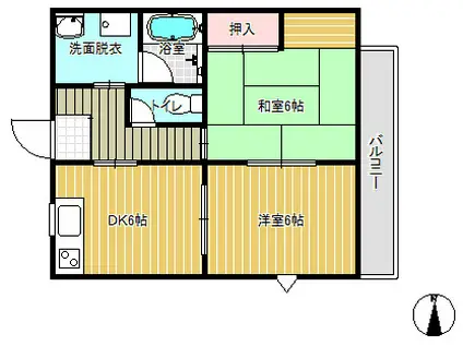 メゾンシャルマン1号館(2DK/1階)の間取り写真
