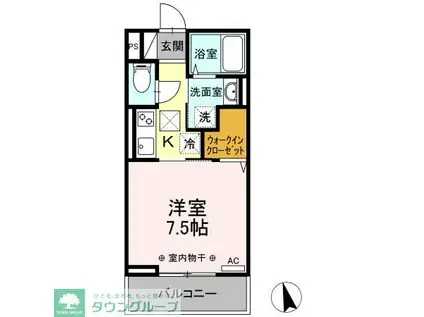 IK橋本(1K/1階)の間取り写真