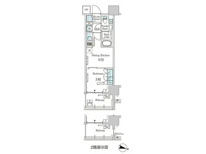 パークアクシス横濱高島町(1DK/2階)の間取り写真