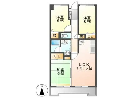 サンメゾン八熊(3LDK/11階)の間取り写真