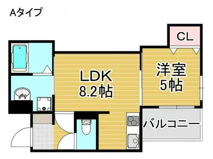 ラモーナ玉出東III(1LDK/3階)の間取り写真