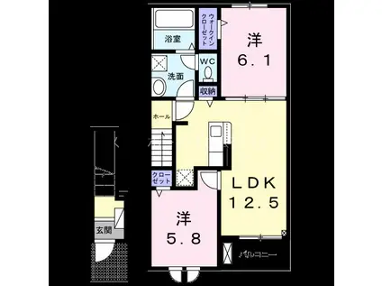 マホラ II(2LDK/2階)の間取り写真