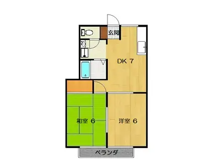 ハイツ山形2(2DK/1階)の間取り写真